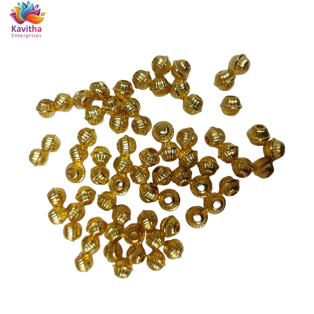 Bright Gold Plastic CCB Beads for Saree Tassels, Jewelry Making, and Embroidery (50g Pack)