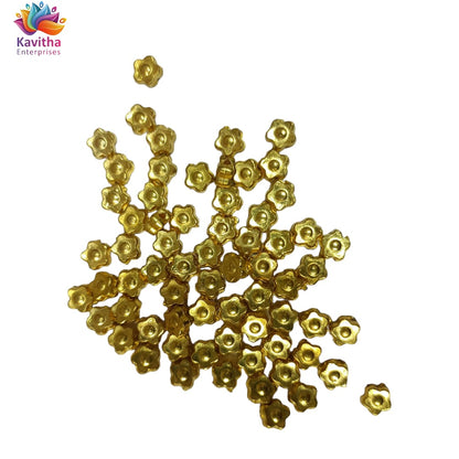 Bright Gold Plastic CCB Beads for Saree Tassels, Jewelry Making, and Embroidery (50g Pack)