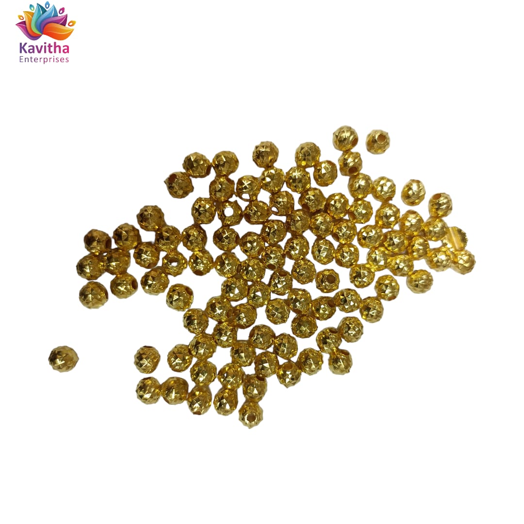 Bright Gold Plastic CCB Beads for Saree Tassels, Jewelry Making, and Embroidery (50g Pack)