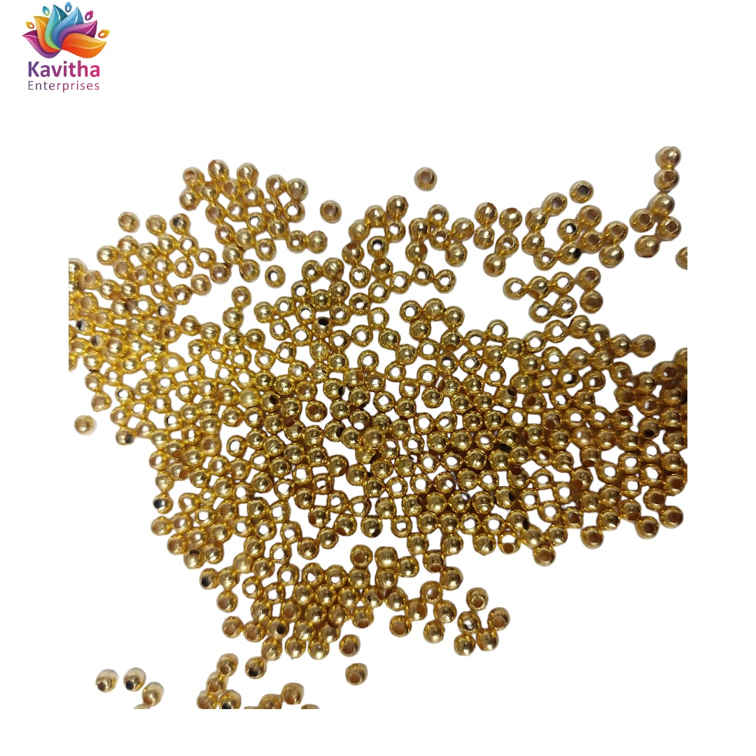 3mm ,Bright Gold Plastic CCB Beads for Saree Tassels, Jewelry Making, and Embroidery (50g Pack)