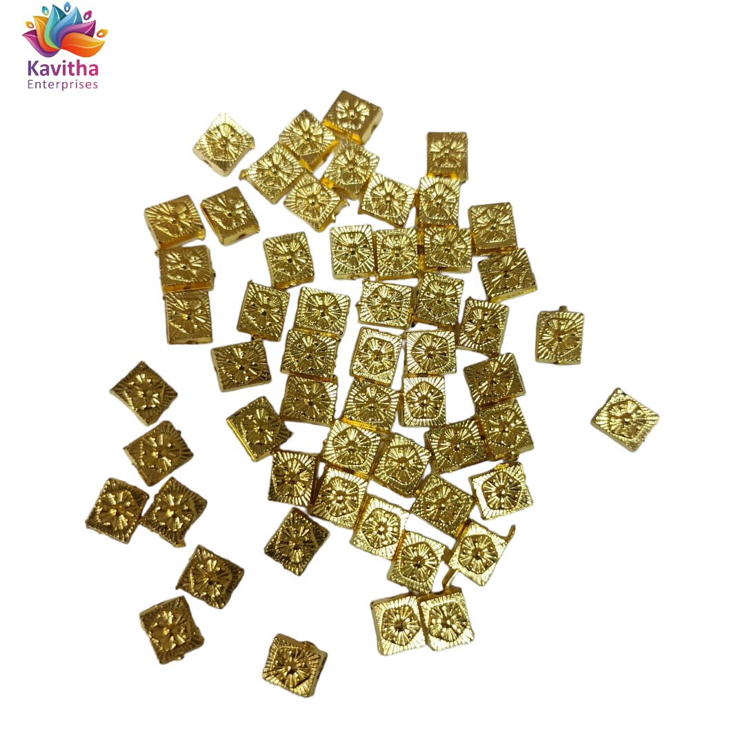 Bright Gold Plastic CCB Beads for Saree Tassels, Jewelry Making, and Embroidery (50g Pack)