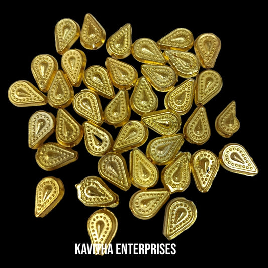 Bright Gold Plastic CCB Beads for Saree Tassels, Jewelry Making, and Embroidery (50g Pack)