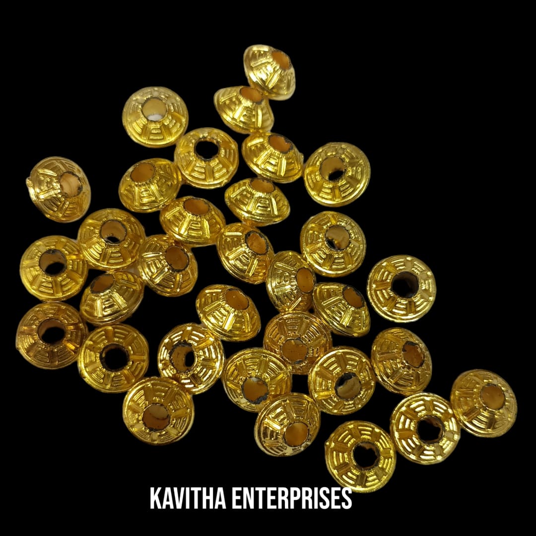 Bright Gold Plastic CCB Beads for Saree Tassels, Jewelry Making, and Embroidery (50g Pack)