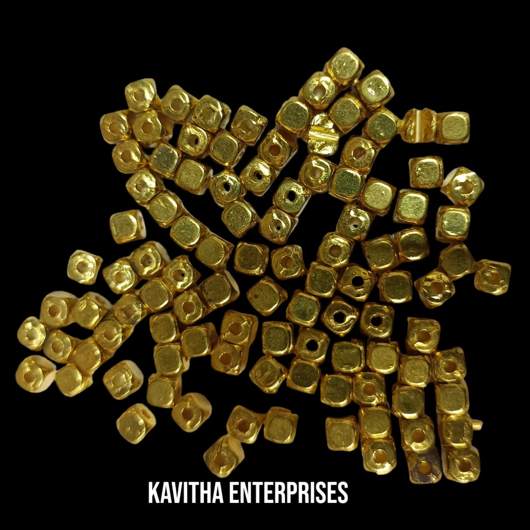 Bright Gold Plastic CCB Beads for Saree Tassels, Jewelry Making, and Embroidery (50g Pack)