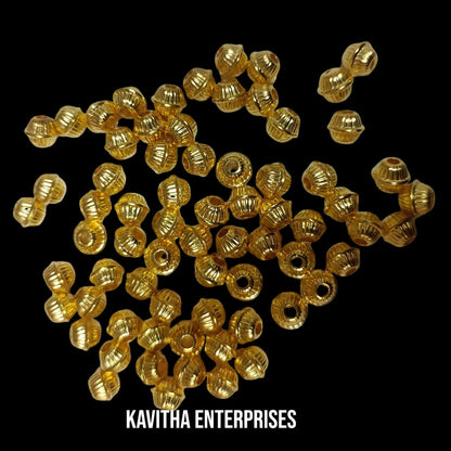 Bright Gold Plastic CCB Beads for Saree Tassels, Jewelry Making, and Embroidery (50g Pack)