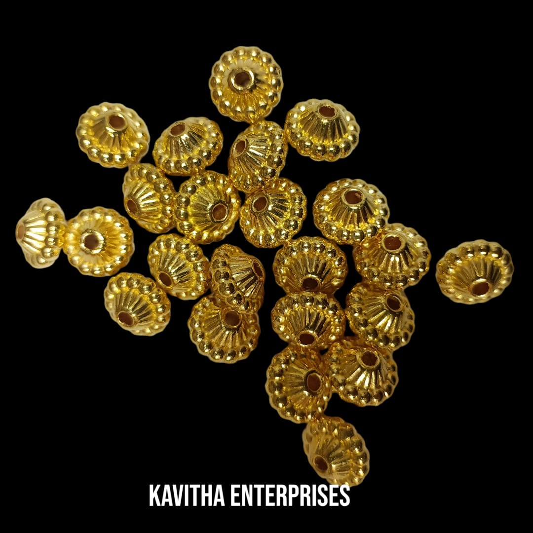 Bright Gold Plastic CCB Beads for Saree Tassels, Jewelry Making, and Embroidery (50g Pack)