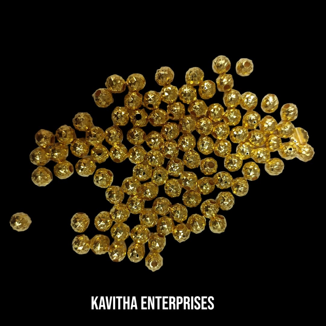 Bright Gold Plastic CCB Beads for Saree Tassels, Jewelry Making, and Embroidery (50g Pack)