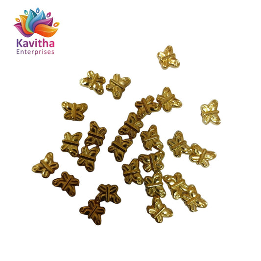 Bright Gold Plastic CCB Beads for Saree Tassels, Jewelry Making, and Embroidery (50g Pack)