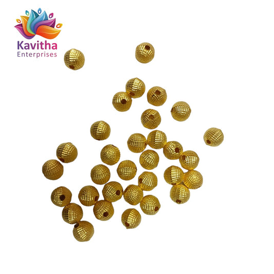 Bright Gold Plastic CCB Beads for Saree Tassels, Jewelry Making, and Embroidery (50g Pack)8mm
