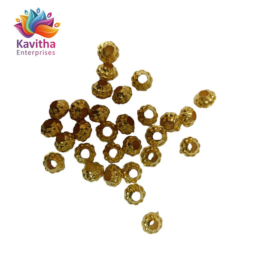 Bright Gold Plastic CCB Beads for Saree Tassels, Jewelry Making, and Embroidery (50g Pack)