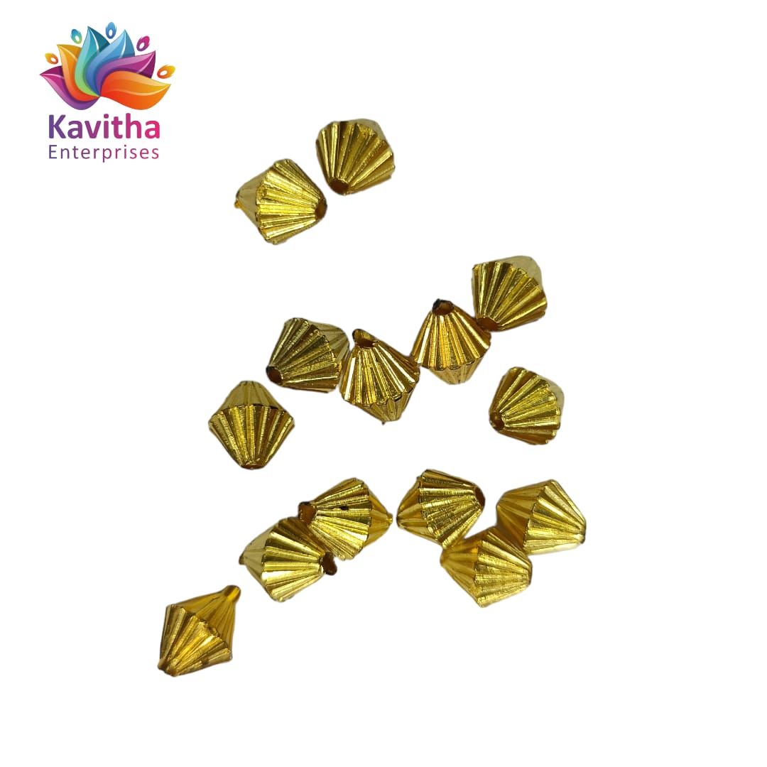 Bright Gold Plastic CCB Beads for Saree Tassels, Jewelry Making, and Embroidery (50g Pack)