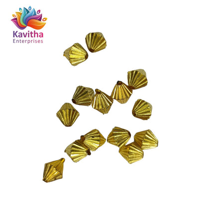 Bright Gold Plastic CCB Beads for Saree Tassels, Jewelry Making, and Embroidery (50g Pack)