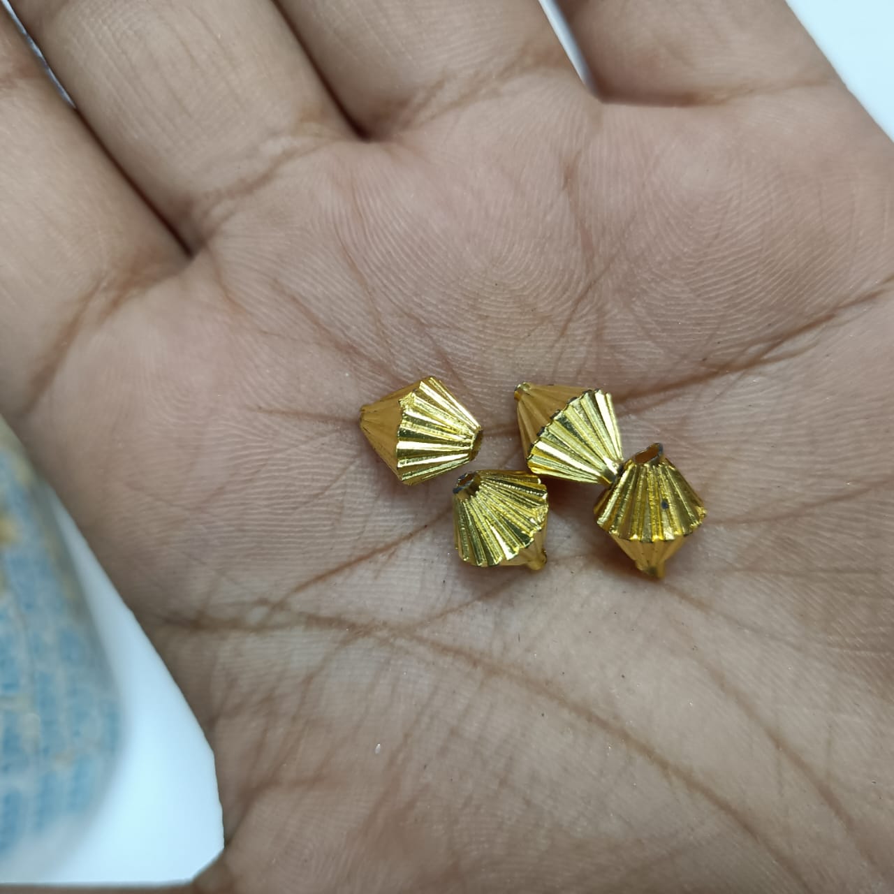 Bright Gold Plastic CCB Beads for Saree Tassels, Jewelry Making, and Embroidery (50g Pack)