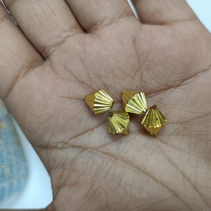 Bright Gold Plastic CCB Beads for Saree Tassels, Jewelry Making, and Embroidery (50g Pack)