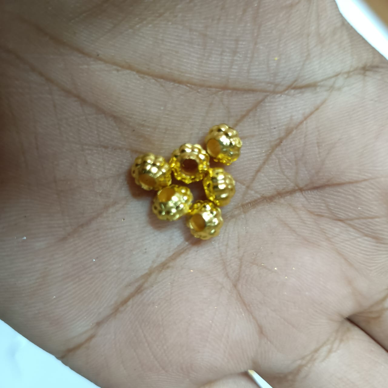 Bright Gold Plastic CCB Beads for Saree Tassels, Jewelry Making, and Embroidery (50g Pack)
