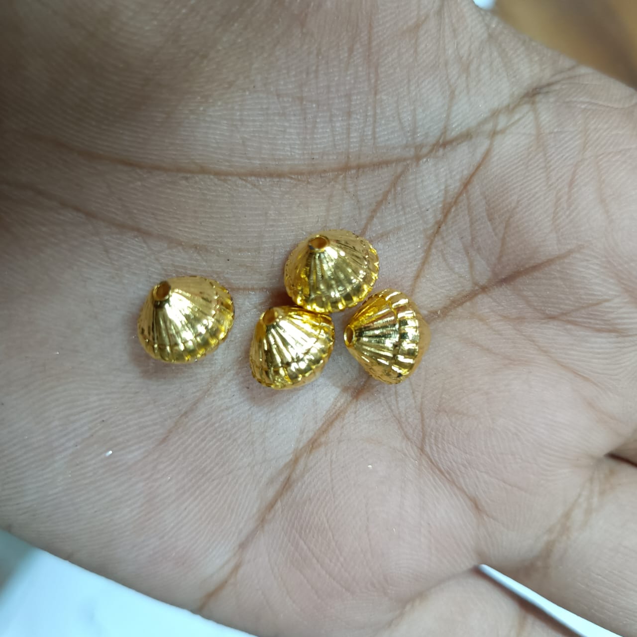 Bright Gold Plastic CCB Beads for Saree Tassels, Jewelry Making, and Embroidery (50g Pack)