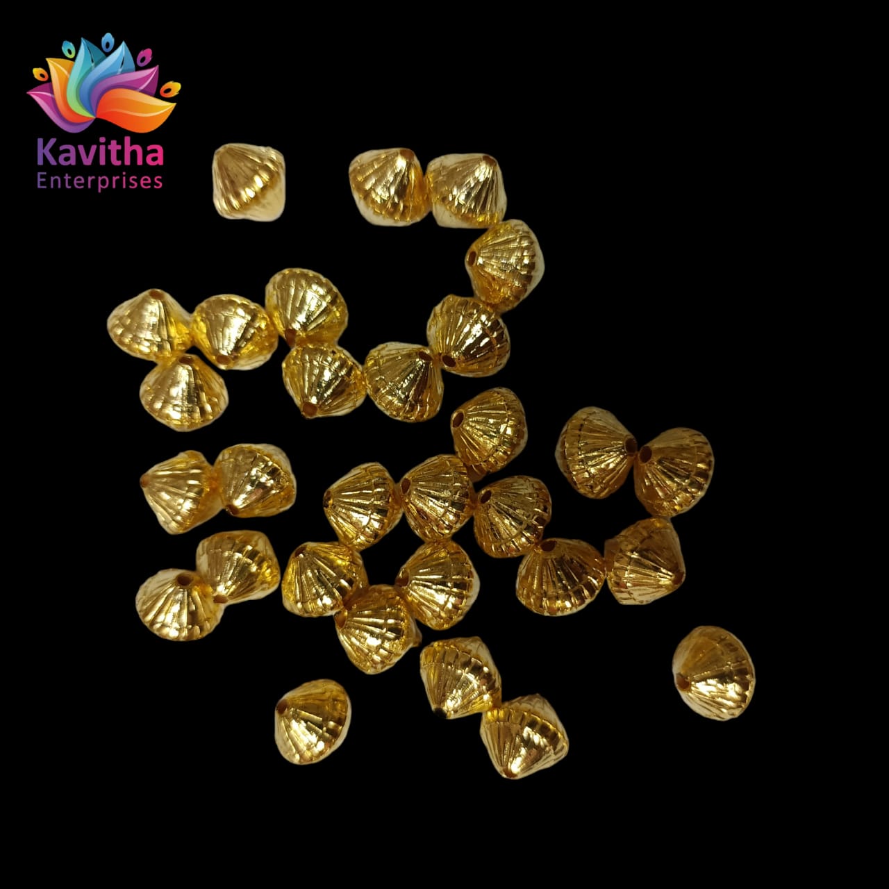 Bright Gold Plastic CCB Beads for Saree Tassels, Jewelry Making, and Embroidery (50g Pack)