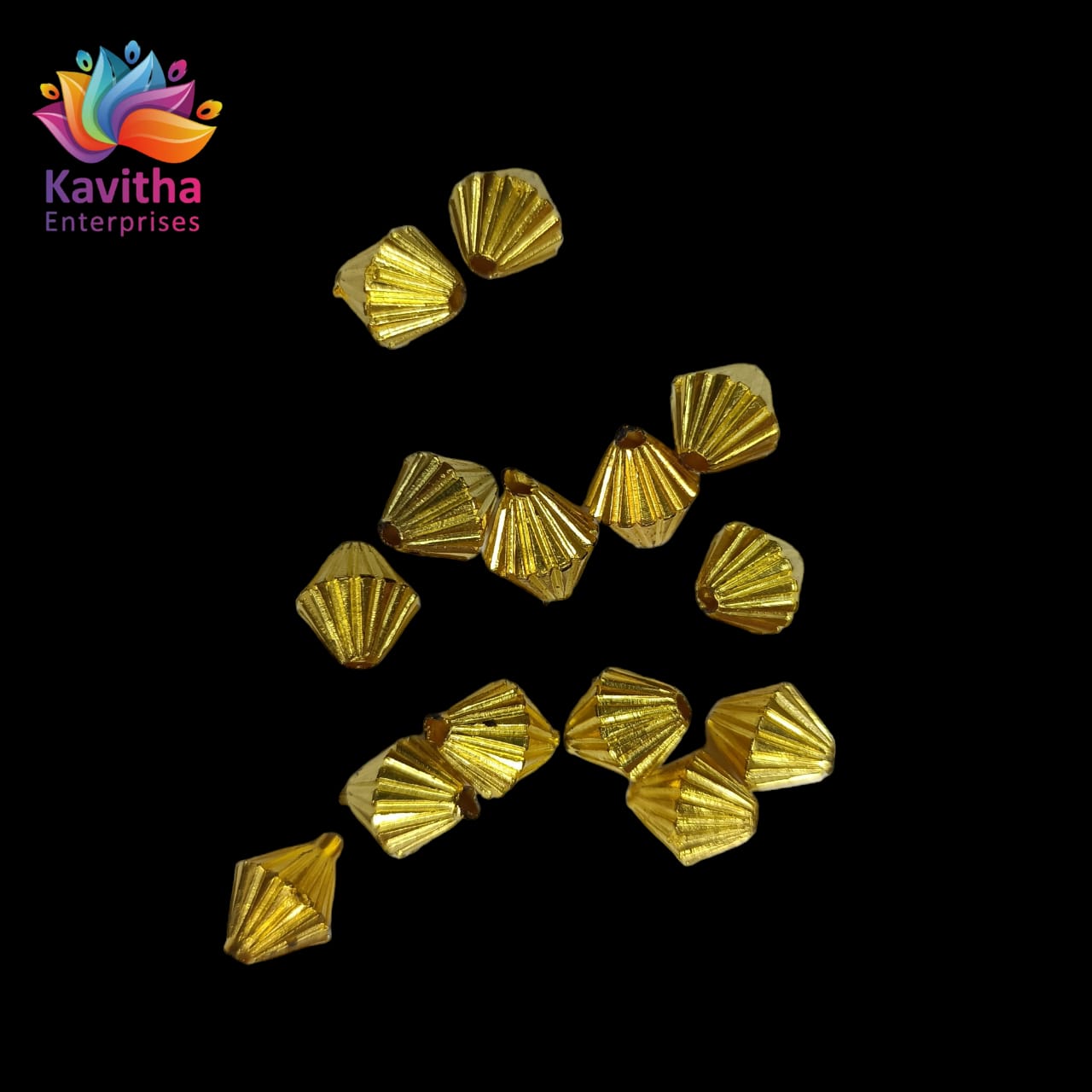 Bright Gold Plastic CCB Beads for Saree Tassels, Jewelry Making, and Embroidery (50g Pack)