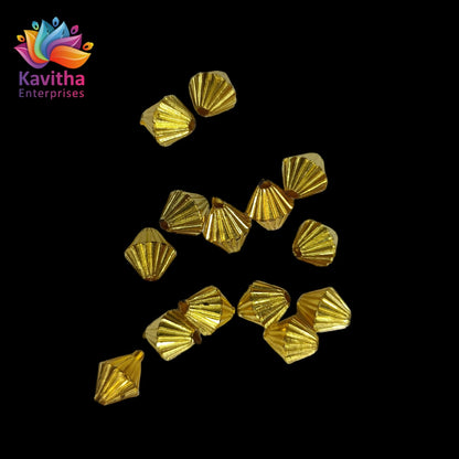 Bright Gold Plastic CCB Beads for Saree Tassels, Jewelry Making, and Embroidery (50g Pack)