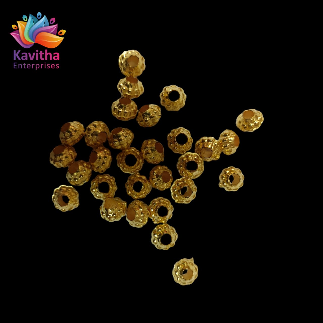 Bright Gold Plastic CCB Beads for Saree Tassels, Jewelry Making, and Embroidery (50g Pack)