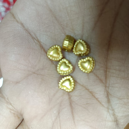 Heart shape Acrylic Dull Gold Beads for Embroidery, Saree Tassels, and Jewelry Making (Pack of 50 grams)