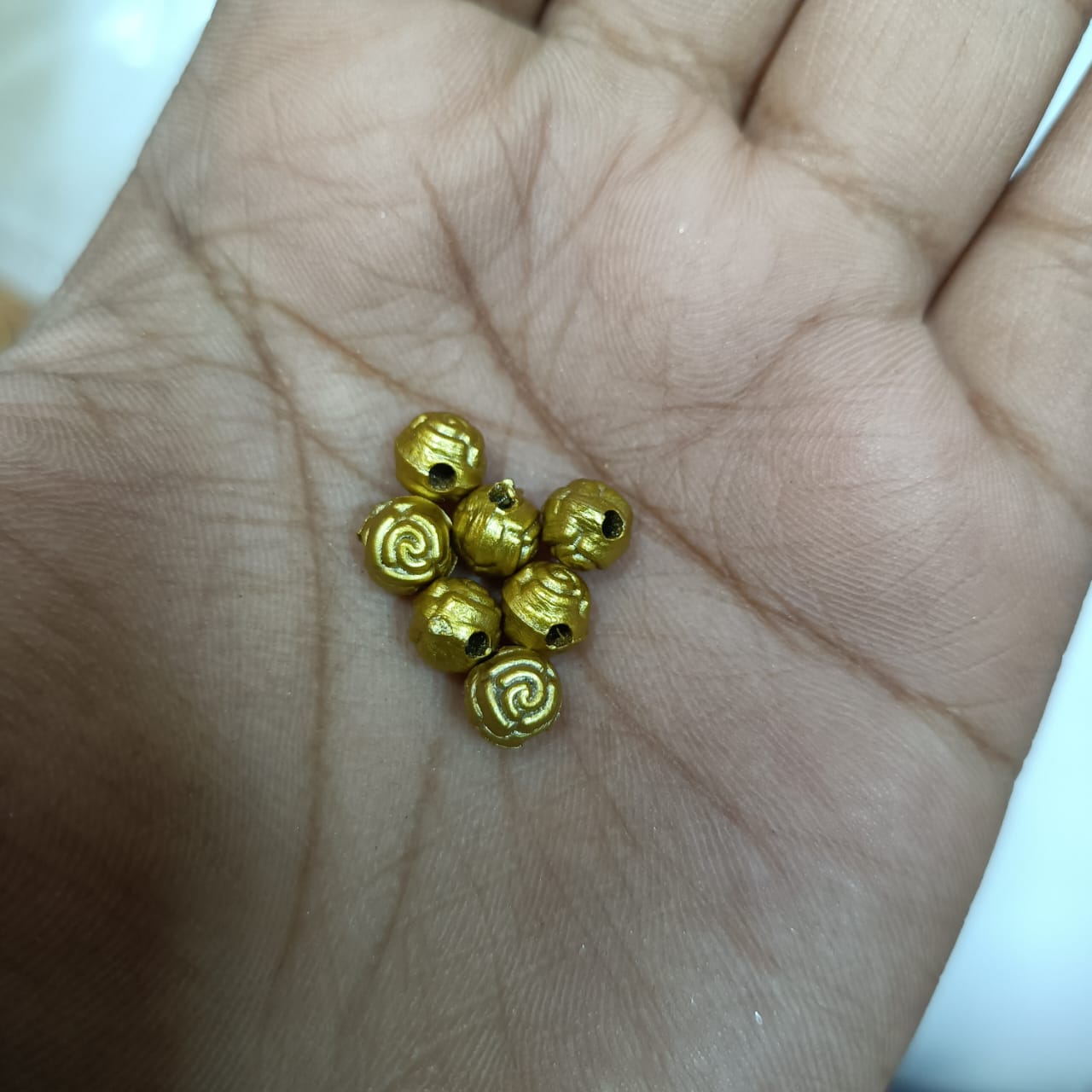 Rose shape Acrylic Dull Gold Beads for Embroidery, Saree Tassels, and Jewelry Making (Pack of 50 grams)