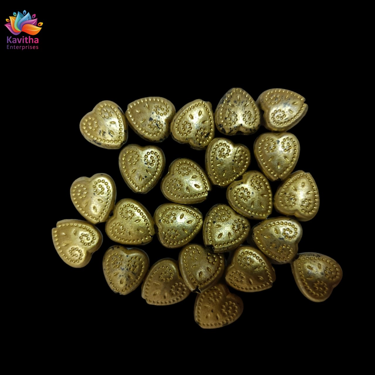Heart shape Acrylic Dull Gold Beads for Embroidery, Saree Tassels, and Jewelry Making (Pack of 50 grams)