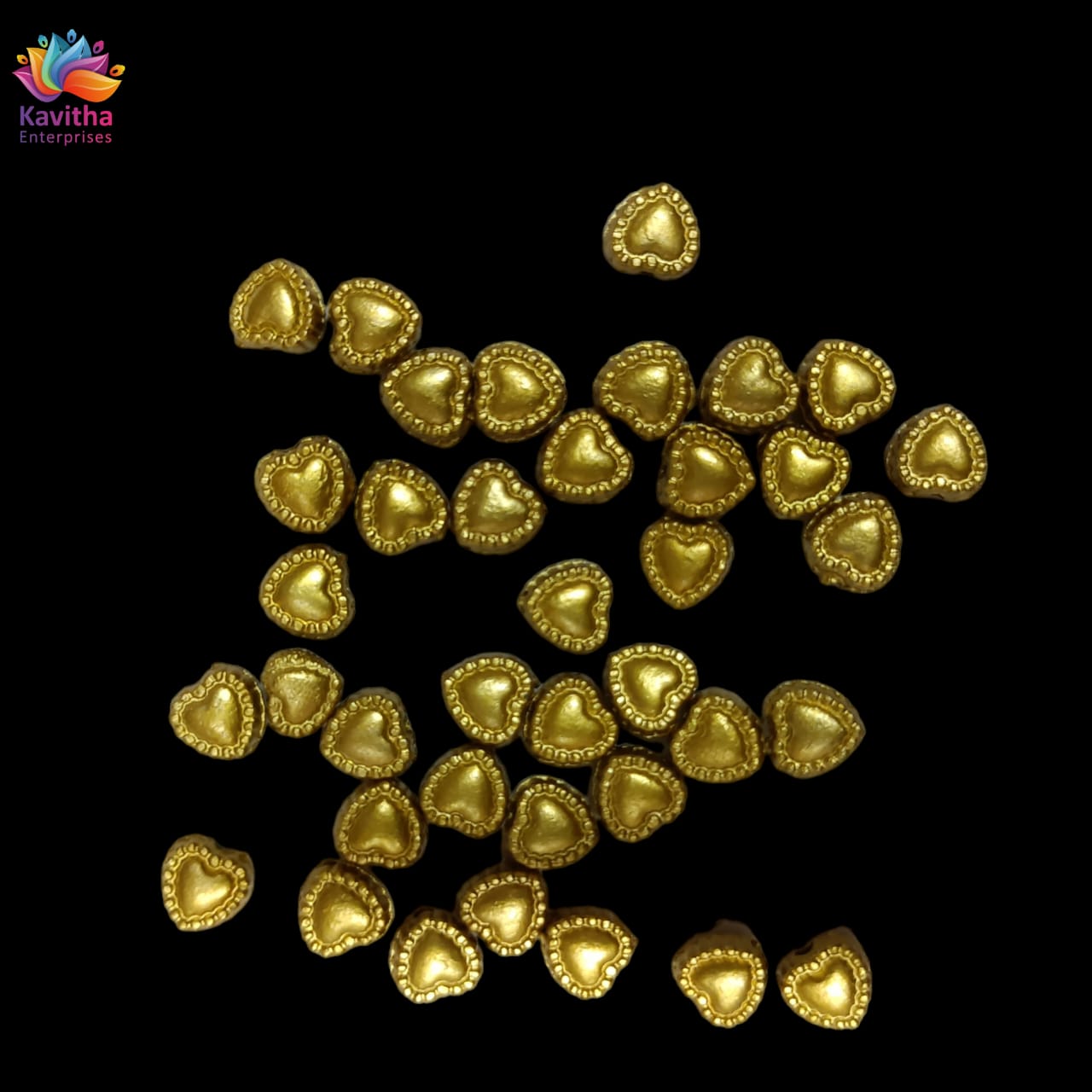 Heart shape Acrylic Dull Gold Beads for Embroidery, Saree Tassels, and Jewelry Making (Pack of 50 grams)