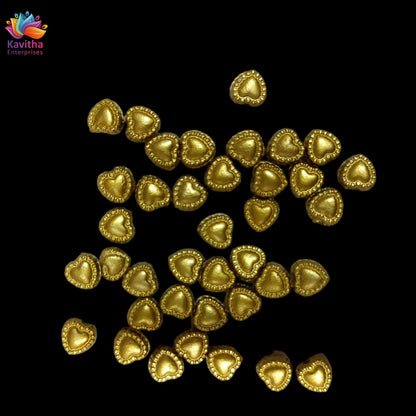 Heart shape Acrylic Dull Gold Beads for Embroidery, Saree Tassels, and Jewelry Making (Pack of 50 grams)