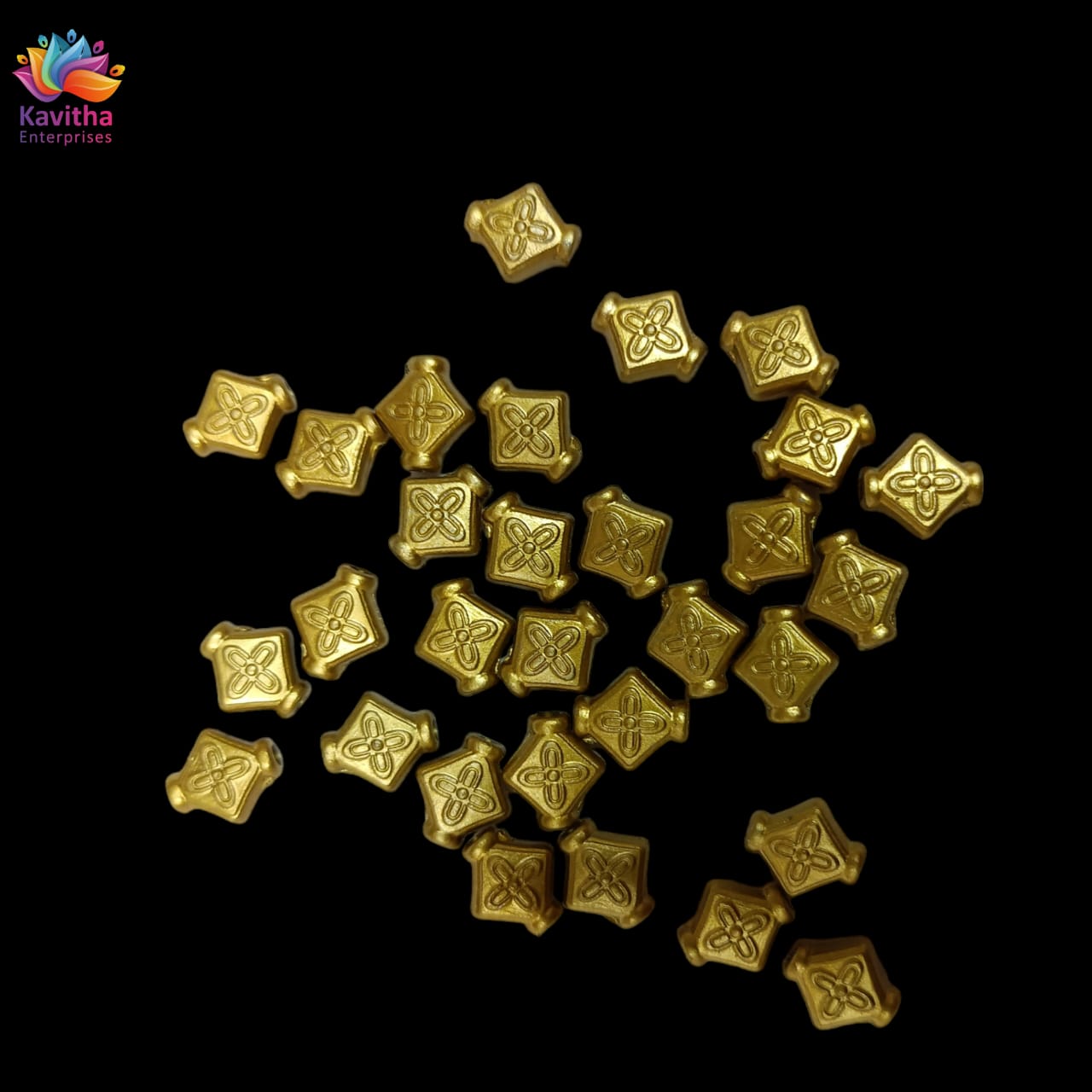 Acrylic Dull Gold Beads for Embroidery, Saree Tassels, and Jewelry Making (Pack of 50 grams)