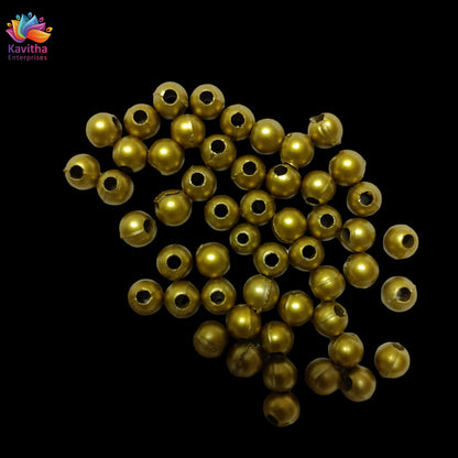 Acrylic Dull Gold Beads for Embroidery, Saree Tassels, and Jewelry Making (Pack of 50 grams)