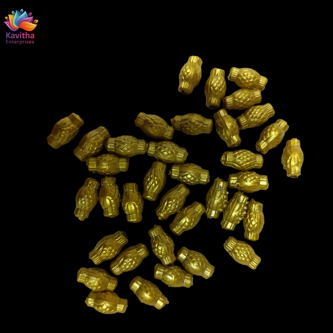 Acrylic Dull Gold Beads for Embroidery, Saree Tassels, and Jewelry Making (Pack of 50 grams)