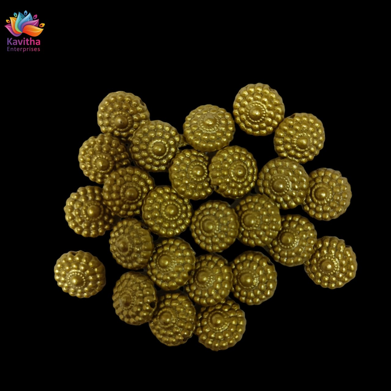 Acrylic Dull Gold Beads for Embroidery, Saree Tassels, and Jewelry Making (Pack of 50 grams)