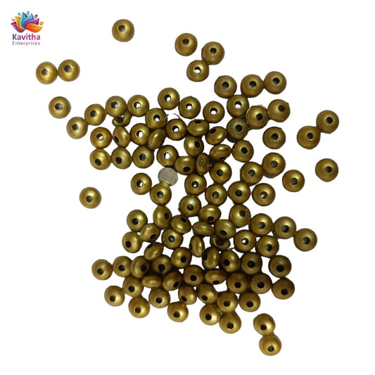 Acrylic Dull Gold Beads for Embroidery, Saree Tassels, and Jewelry Making (Pack of 50 grams)