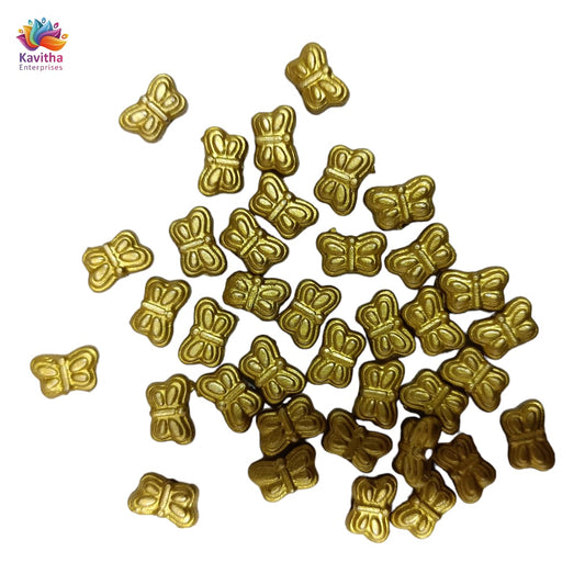 Acrylic Dull Gold Beads for Embroidery, Saree Tassels, and Jewelry Making (Pack of 50 grams)