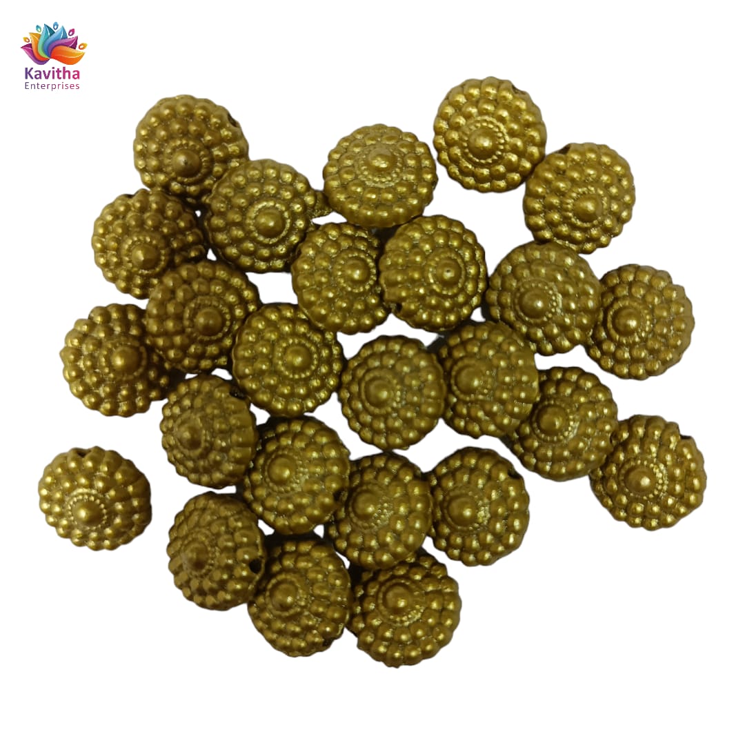 Acrylic Dull Gold Beads for Embroidery, Saree Tassels, and Jewelry Making (Pack of 50 grams)