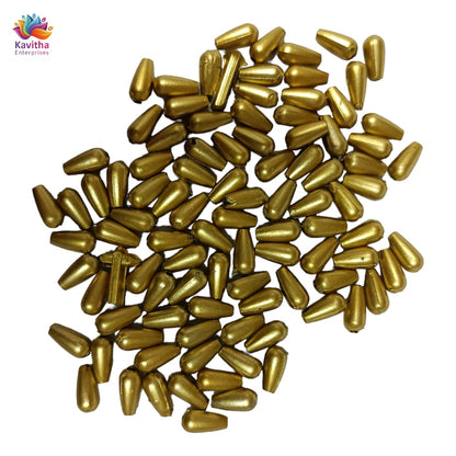 Acrylic Dull Gold Beads for Embroidery, Saree Tassels, and Jewelry Making (Pack of 50 grams)