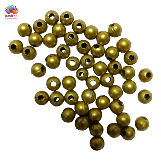 Acrylic Dull Gold Beads for Embroidery, Saree Tassels, and Jewelry Making (Pack of 50 grams)