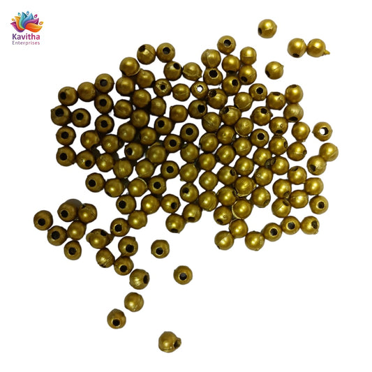 Acrylic Dull Gold Beads for Embroidery, Saree Tassels, and Jewelry Making (Pack of 50 grams)