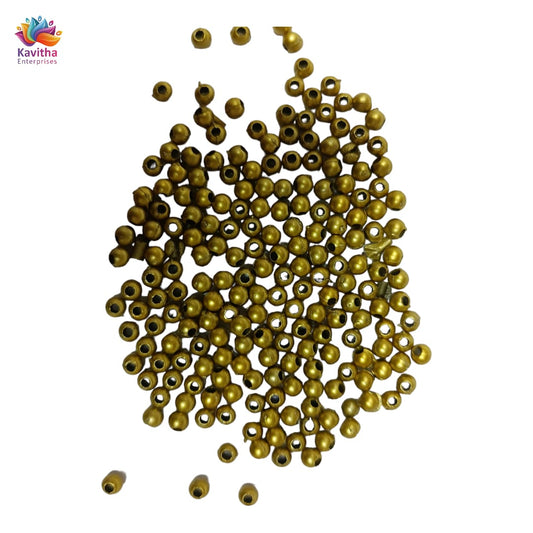 3mm Acrylic Dull Gold Beads for Embroidery, Saree Tassels, and Jewelry Making (Pack of 50 grams)
