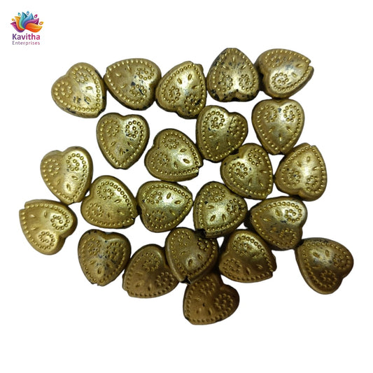 Heart shape Acrylic Dull Gold Beads for Embroidery, Saree Tassels, and Jewelry Making (Pack of 50 grams)