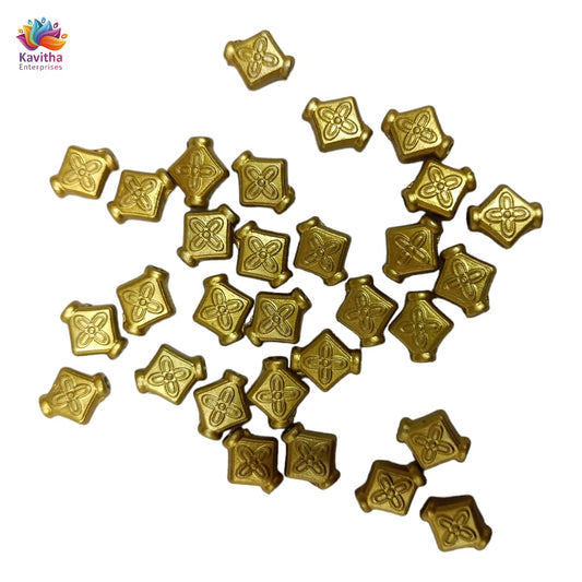 Acrylic Dull Gold Beads for Embroidery, Saree Tassels, and Jewelry Making (Pack of 50 grams)