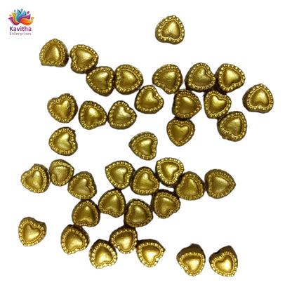 Heart shape Acrylic Dull Gold Beads for Embroidery, Saree Tassels, and Jewelry Making (Pack of 50 grams)