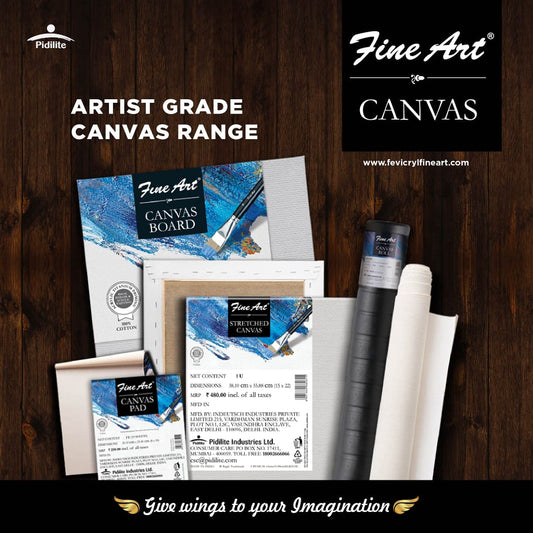 Pidilite Fevicryl Fine Art Canvas Board for Painting, 100% Cotton Fine Grain Canvas Board, Ideal for Acrylic & Oil Painting, White size 6*8,8*8,8*10.