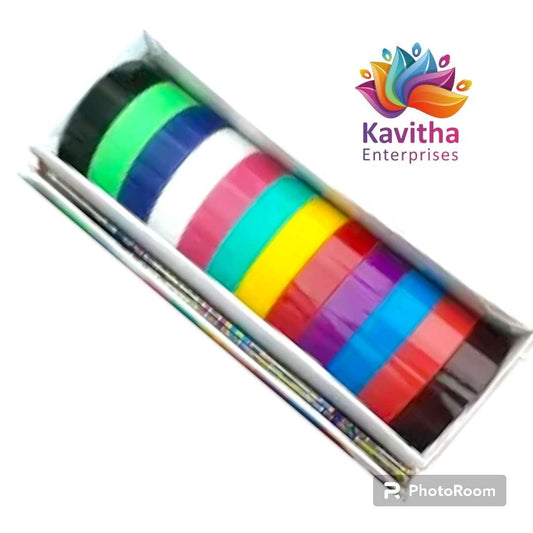 20mm Flat Plastic Bangles for silk threads jewellery pack of 12 bangles box multi colour