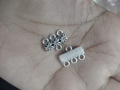 silver 3 Hole Designer Metal Spacer Beads for Making Bracelet,Necklace,Jewelry,Embroidery Work, Art & Craft pack of 40 gram 28 pice