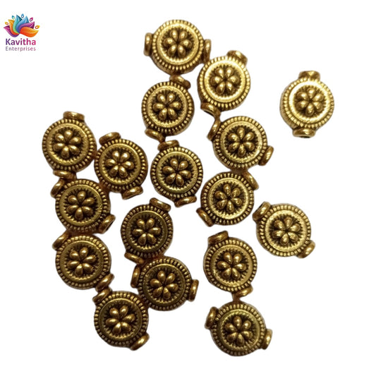 Antique Metal Gold Beads, For Jewelry ,Bracelet ,Necklace , Saree Tassels Making Sold By 40 Gram (Approx 40 Beads )