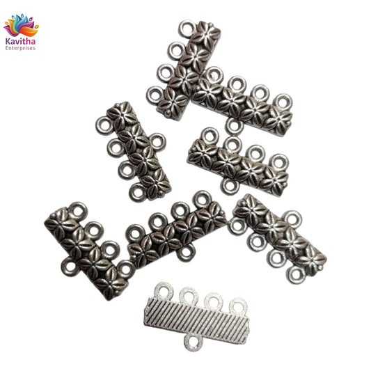 silver 4 Hole Designer Metal Spacer Beads for Making Bracelet,Necklace,Jewelry,Embroidery Work, Art & Craft pack of 40 gram 16 pice