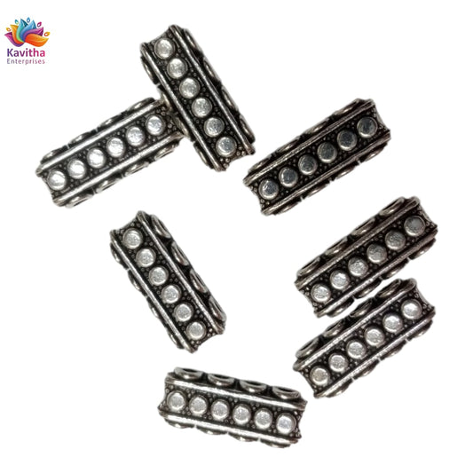 Silver 4 Hole Designer Metal Spacer Beads for Making Bracelet,Necklace,Jewelry,Embroidery Work, Art & Craft pack of 40 gram 16 pice