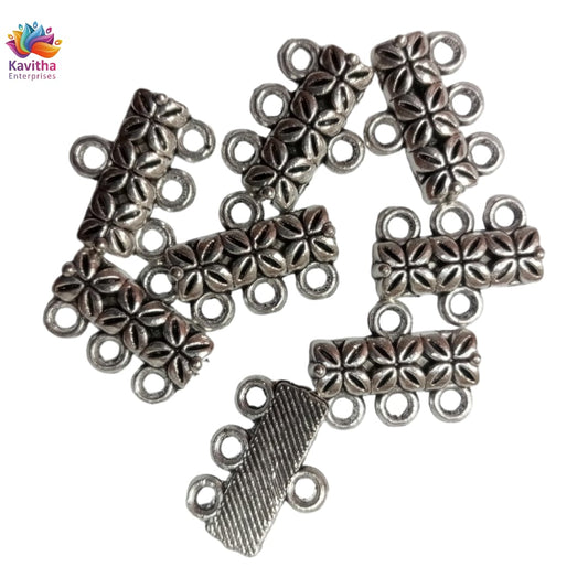 silver 3 Hole Designer Metal Spacer Beads for Making Bracelet,Necklace,Jewelry,Embroidery Work, Art & Craft pack of 40 gram 28 pice